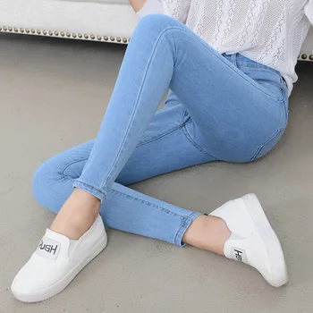 

Women High Waist Skinny Mujer Denim Jeans New Stretch Pencil Ankle-length Pants Femme Black Blue Push Up Elastic Slim Streetwear