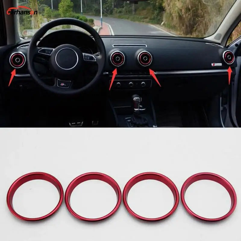 

Для Audi A3 8v автомобильный Стайлинг Аксессуары для интерьера нержавеющая сталь инструмент стол Кондиционер розетка декоративная наклейка 4 шт