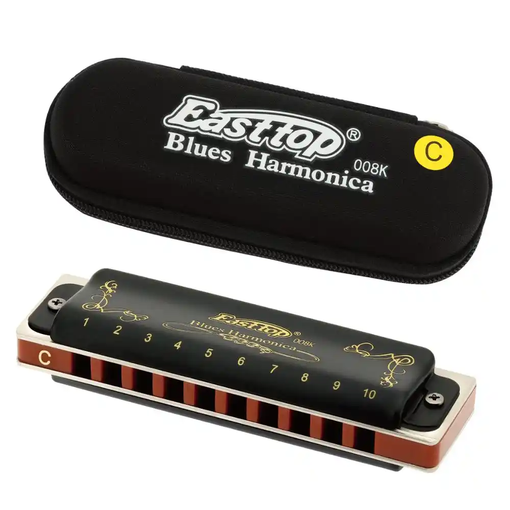 Adult Harmonica Blues Mouth Organ 10 Hole C Key with Case,Diatonic Harmonicas for Professional Player Beginner,Kids Friends Gift,Cloth and Manual