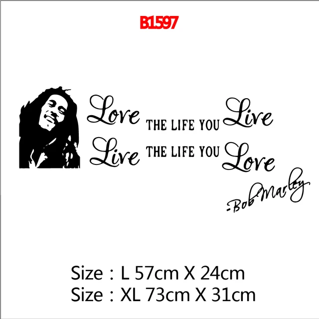 Colorful Soul Music Singer Bob Marley Removable Art Vinyl Wall Stickers For Kids Rooms Waterproof Wall Art Decal Style6
