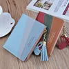 Women Wallet Patchwork Design Small Zipper Coin Purse Tassel Decoration Money Bag Simple Card Holder Contrast Color PU Leather 5