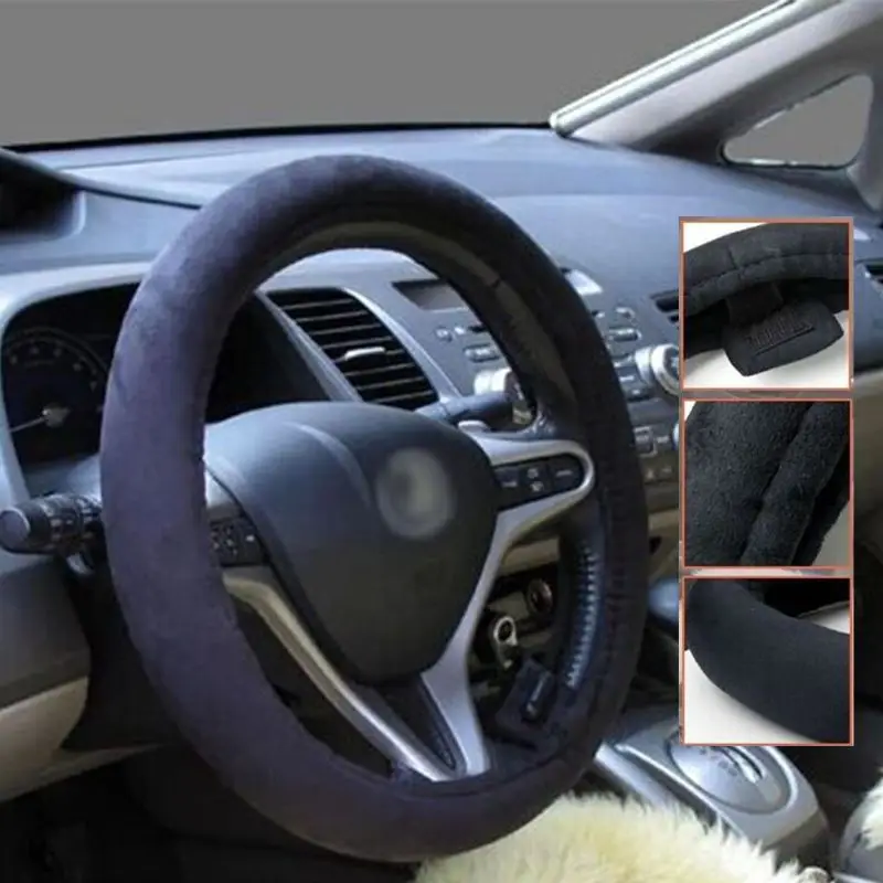 Теплый чехол на руль с подогревом для автомобиля, зимние автомобильные аксессуары, товары для украшения интерьера, простой дизайн, универсальный