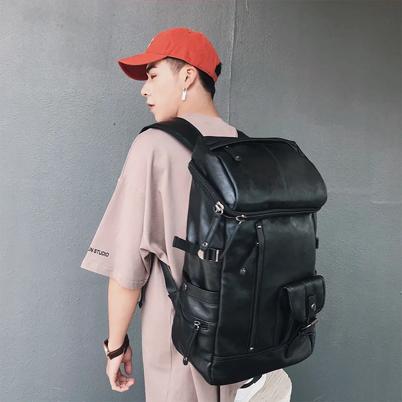 

Travel Backpack Men Stripe Design Waterproof School Fashion Men's Luxury Double Pockets