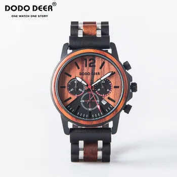 

DODO DEER Wood &Stainless Steel Watch Men Chronograph Wristwatches Luminous Hands Stop Watches In Wooden Boxes Dropshipping