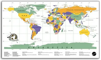 

1 pc Deluxe Erase Travel Map wall decor Personalized World Scratch Map 88 x 52cm Scratch Off Foil Layer Coating Poster