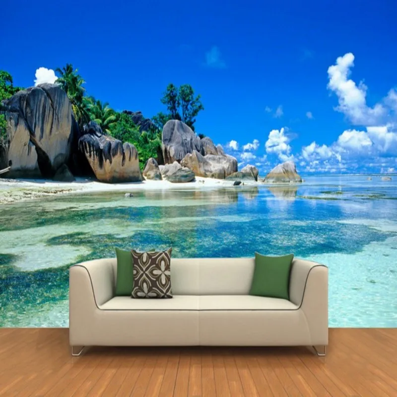 

Dropship Custom Mural Non-woven Bedroom Livig Room TV Sofa Backdrop 3D Photo Wallpaper Ocean Sea Beach Wallpaper Home Decor