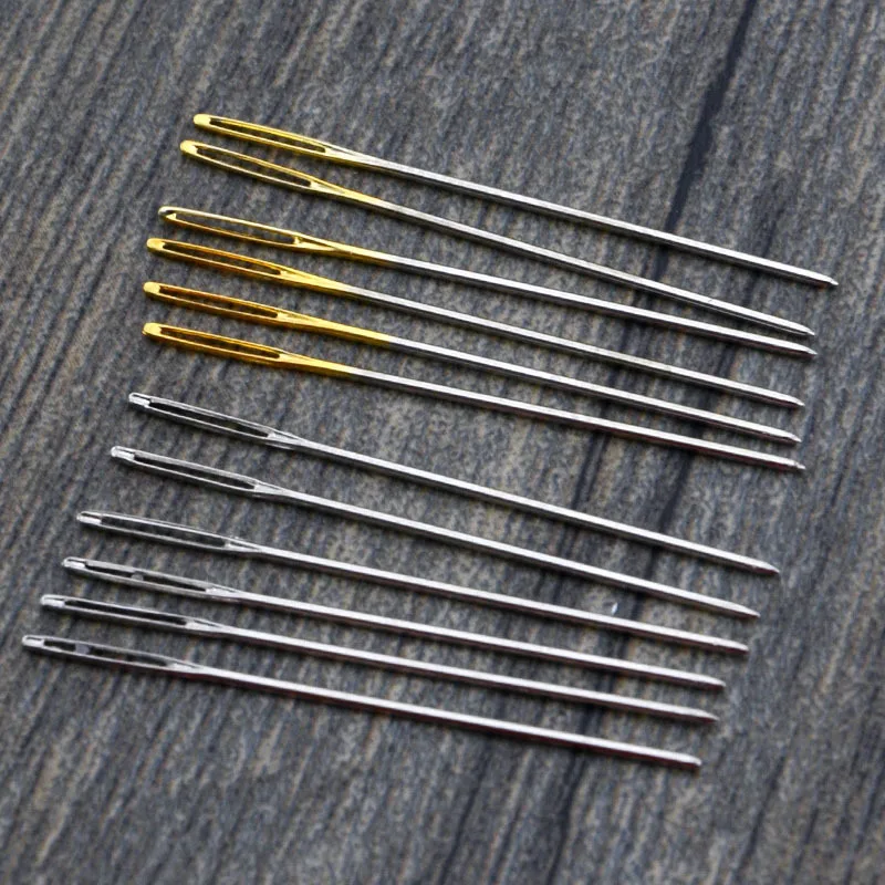 

25pcs Multi-size Gold Silver Tail Needle Stainless Steel Cross Stitch Embroidery Sewing Clothes Needles Hand Household Tools G