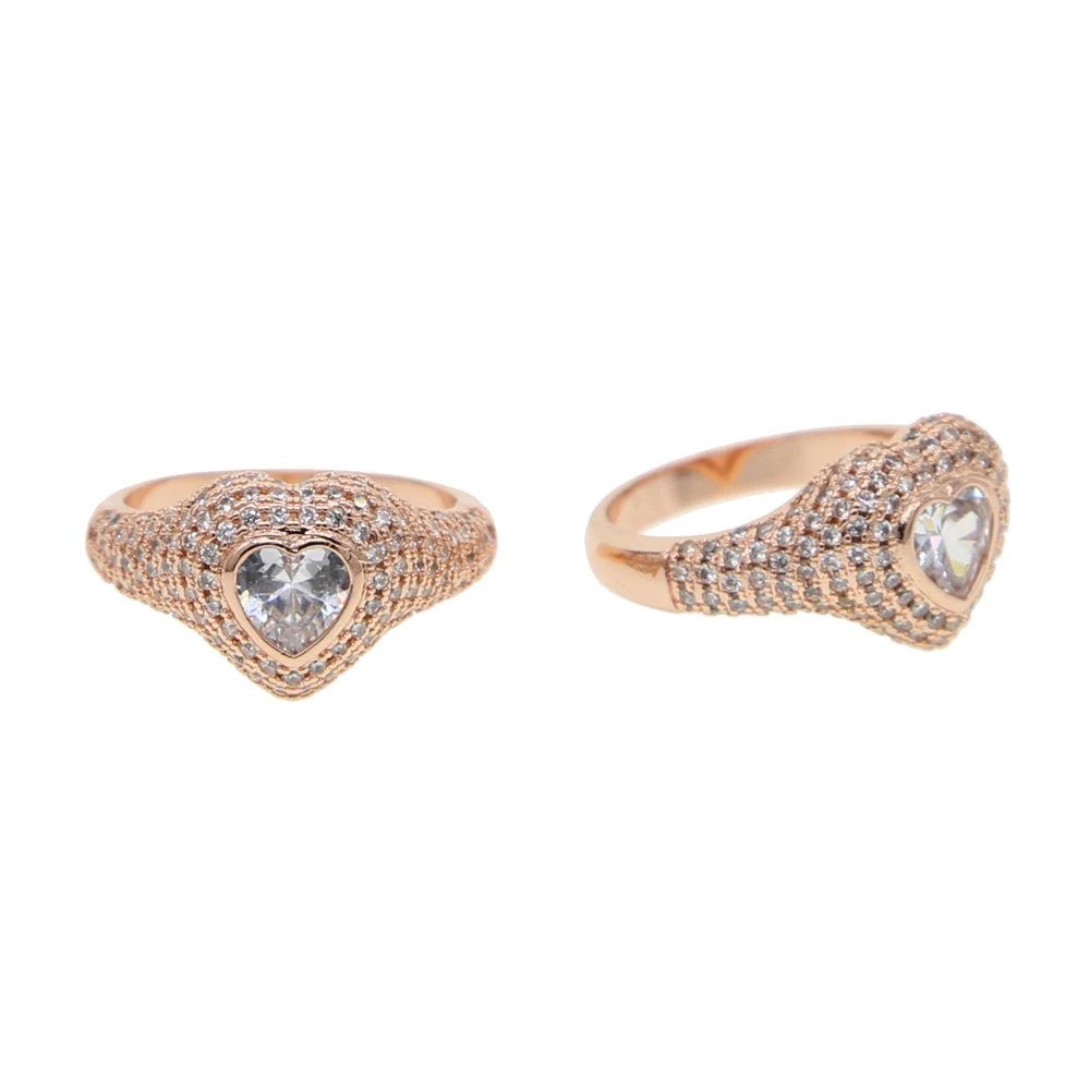 Gold Color Ring Finger Ring Sparkling Heart Ring Gold Color Rings Wedding Ring Wedding Rings for Women Us size 6 7 8