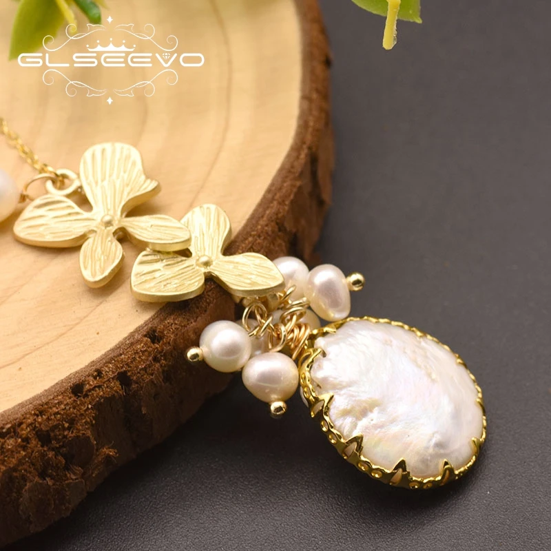 GLSEEVO ожерелье с кулоном из пресной воды и белого жемчуга для женщин и влюбленных, вечерние ювелирные изделия ручной работы для помолвки GN0155