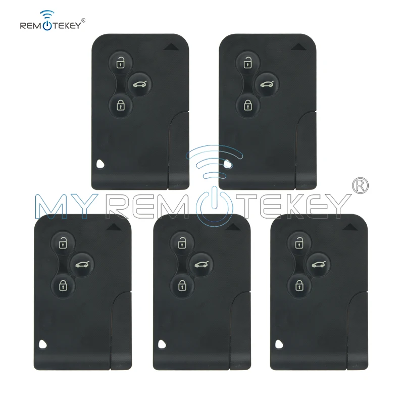 Remtekey 5pcs Smart Key Card 3 Button For Renault Clio Logan Megane 2 3 Koleos Scenic Card Cover Black Remote Key Fob Shell