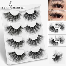 SEXYSHEEP, 4 пары, 25 мм, 3D норковые ресницы, натуральные длинные накладные ресницы, Объемные Накладные ресницы, макияж, удлинение, ресницы «maquiagem»