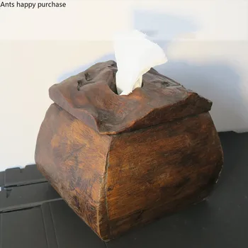

Handmade Solid Wood Tissue Box Roll Paper Cylinder Desktop Storage Box Household Living Room Hotel Paper Towel Tube Decoration