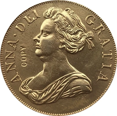 24 K позолоченный 1714 Великобритания 1 Guinea-Anne копия монет