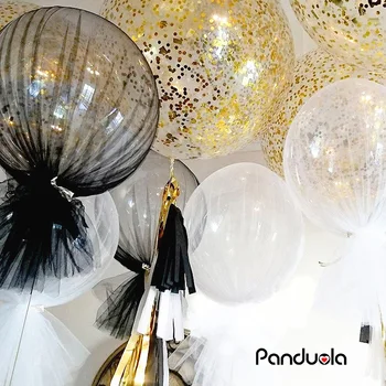 

36inch Confetti Balloon Tulle Round Giant Balloons Happy Birthday New Year Wedding Xmas Christmas Decoration Party Fovors Globos