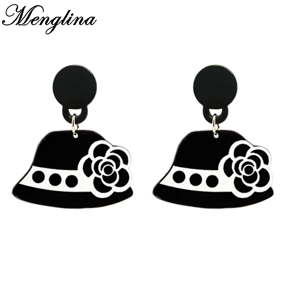 

Menglina New Fashion Acrylic Black Hat Stud Earrings For Women Rose Flower Resin Earrings Jewelry Accessories For Dresses