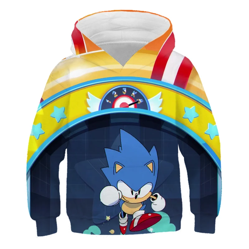 Moletom com Capuz Crianças dos Desenhos Casuais de Manga Moda Sonic Hedgehog Impresso Meninos Meninas Pulôver Animados Comprida Topo 3d The 5 meninas pulôver moletom com capuz crianças dos