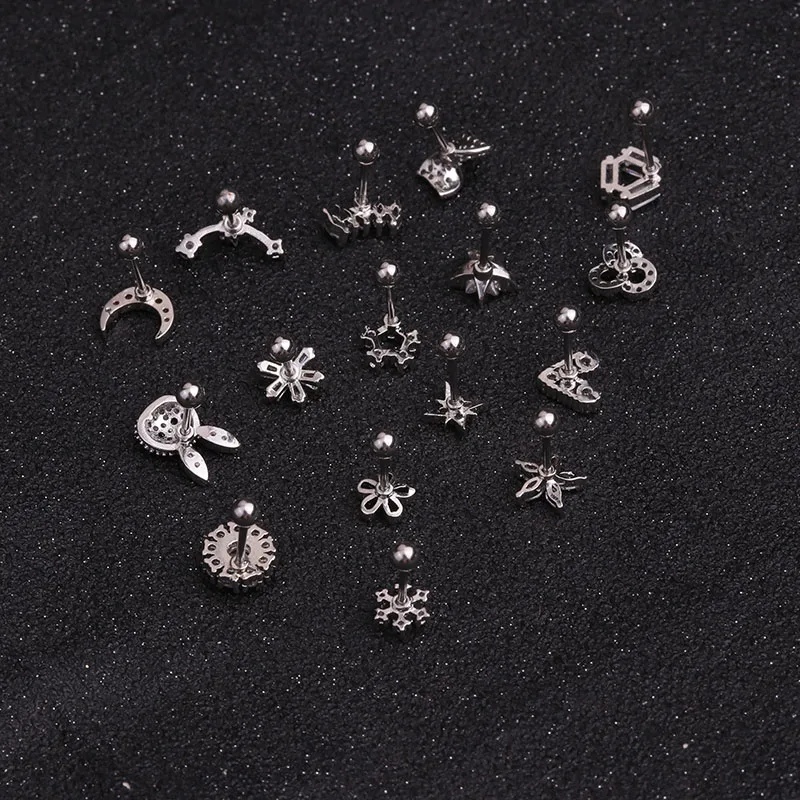 1 шт. CZ хрящевая спираль Tragus Conch Rook Lobe закручивающаяся задняя часть серьги гвоздики украшения для ушного пирсинга из нержавеющей стали