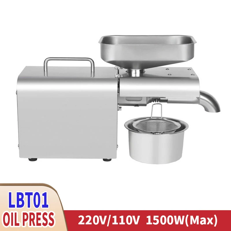

220V / 110V Stainless Steel Oil Press Peanut Oil Sesame Extractor EU / US Plug 1500W(Max)