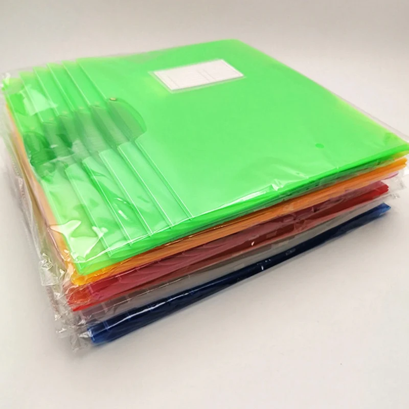 A4 Clear Document Bag Paper File Folder Legal Paper Contract File Bags Clips Stationery School Office Supplies Random Color