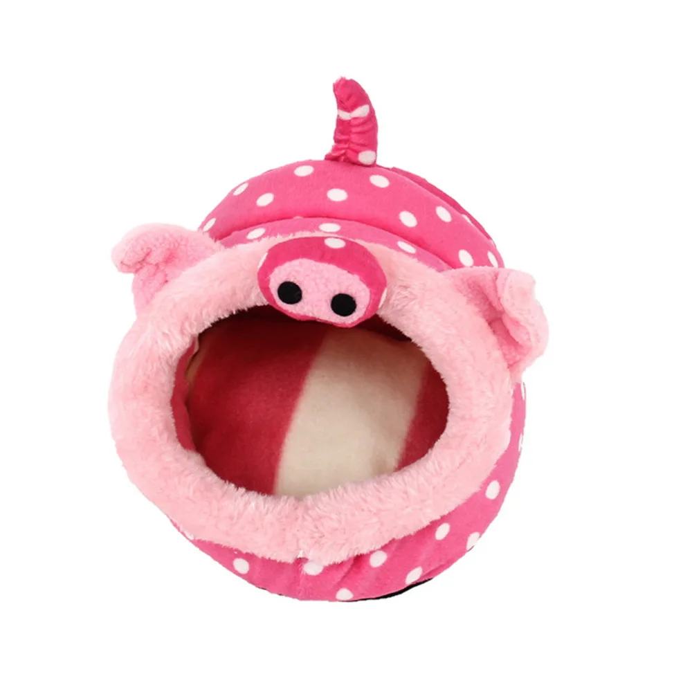 Pink Pig Жираф Свинья лося форма маленькая кровать хомяка дом Мягкий Кролик Хомяк спальный мешок зимняя теплая для щенков собак кошка клетка для животных - Цвет: Pink Pig