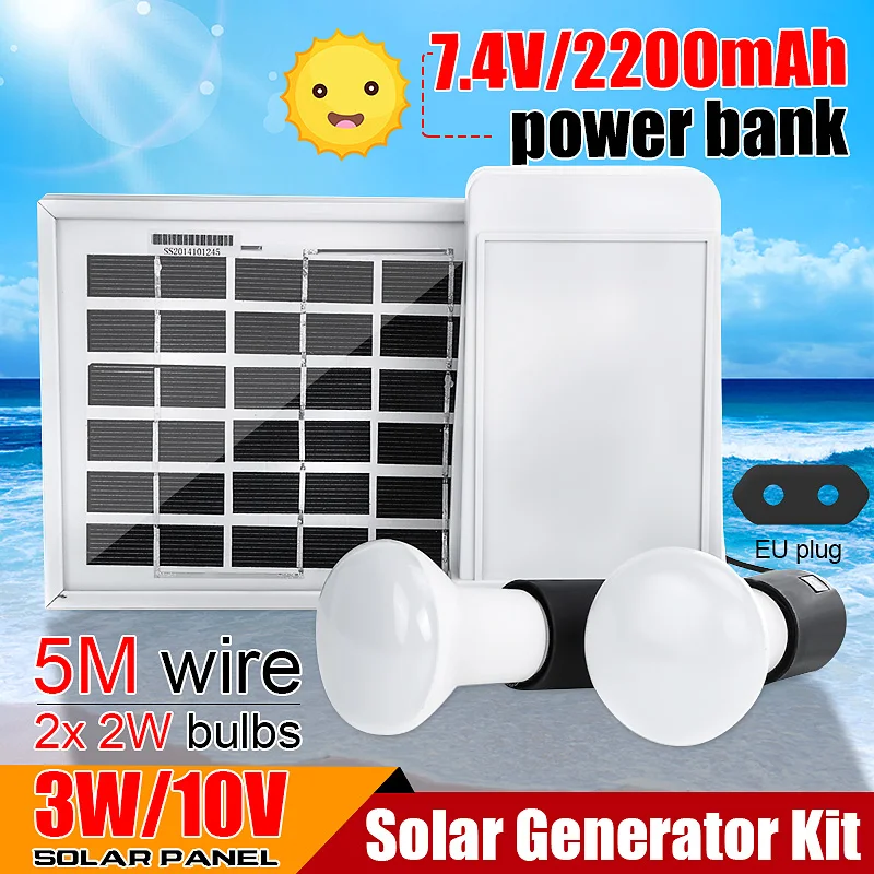 

2200mAH Portable Solar Generator Power Supply Energy Storage Solar Powered System Alternative Energy Generators LED Bulb