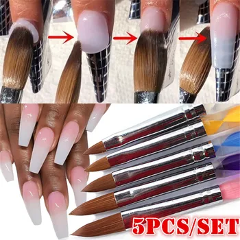 

5Pcs/Set Nail Art Brush Set Acrylic UV Gel Builder Painting Drawing Brushes Pens Cuticle Pusher Tool Colorful Pen Manicure Tools