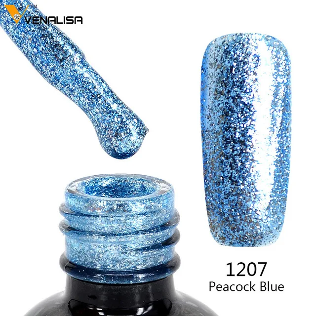 Venalisa Newest 6 colors 7.5ml manicure nail art design varnish nail gel lacquer glitter sequins platinum peack nail gel polish - Цвет: 60752-7