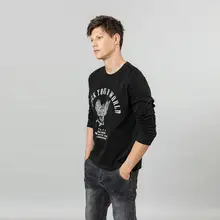 SIMWOOD/футболка с длинными рукавами с принтом в виде черепа и рок для мужчин, хлопок, модные топы в стиле хип-хоп в стиле панк, высокое качество, Новые Осенние футболки