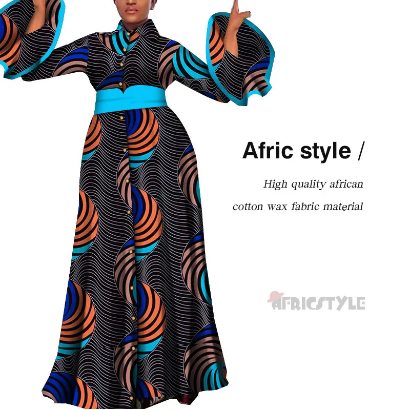 2019Vestidos africanos para mujeres estampado drapeado vestidos largos rectos Bain Riche africano Ankara vestidos chal WY5483