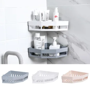 

1PC Wall-mounted Holders Home Wash Bathroom Shelf Organizer Seamless Tripod Corner Storage Rack Shelves for Wall Sponge Holder