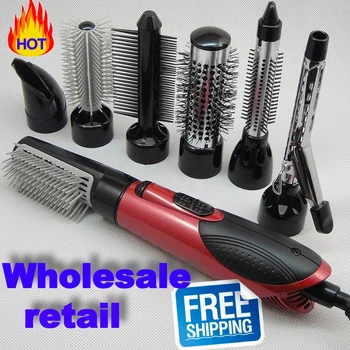 

Professional Multi-functional Hair Dryer Tools Wide Brush Straightener Comb Clip Pipe Roller Brush US plug