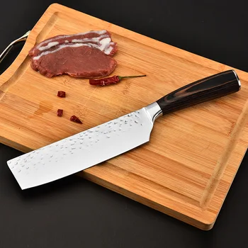 

Dropship Multifunction Kitchen Knife 7CR17 Blade Hammer Pattern Kitchen Knife Wood Handle Meat Cleaver Kitchen Tool