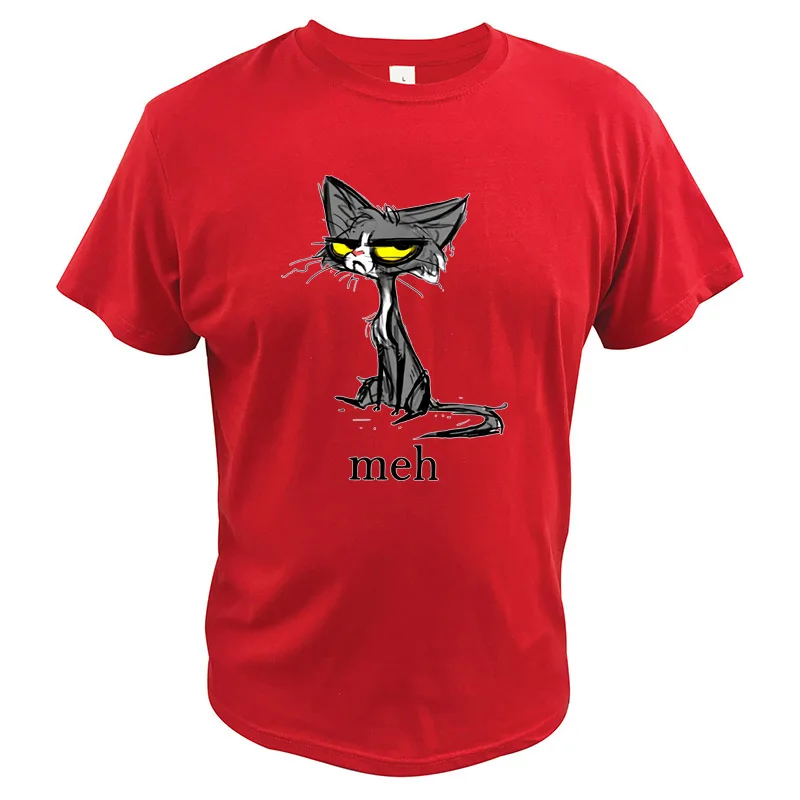 The Meh/забавная футболка с котом, футболка для любителей скуки, животных, хлопок, размер США, удобные новые футболки, топы - Цвет: Red