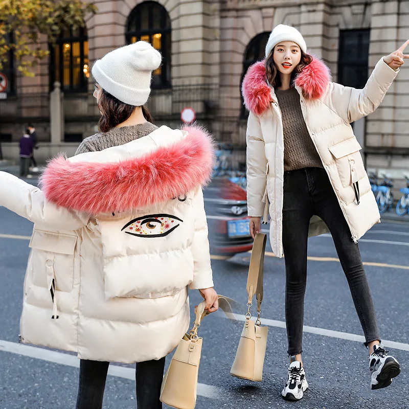 

Mid-length 2019 Winter New Style Women's Dress down Jacket Cotton-padded Clothes Korean-style Versitile Fashion Winter Cotton-pa