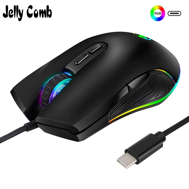 Jelly Comb USB Type c мышь 3200 DPI C игровая компьютерная Проводная оптическая для геймеров RGB