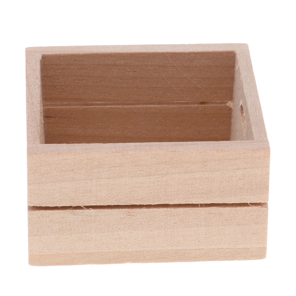Pack of 3 Wood Miniature Vegetable Fruits Basket Container Accessories for 1:12 Scale Dollhouse and Kids Pretend Play Restaurant