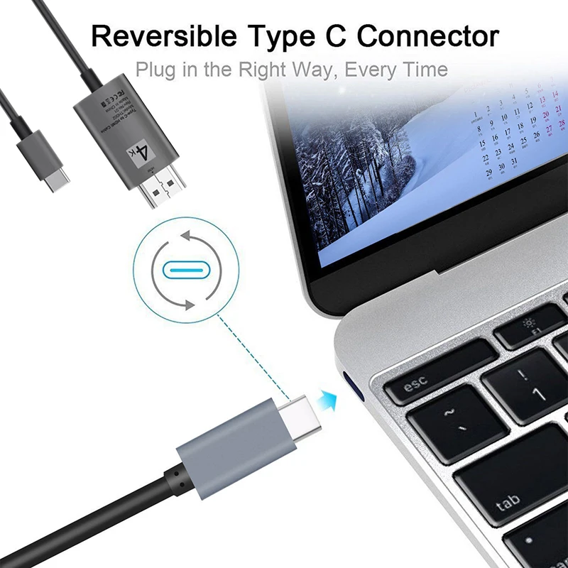 Новинка,, удобный 1 шт., 2 м, USB 3,1 type C, USB-C-4 K, Кабель-адаптер, удобный для переноски, для различных типов s мобильных телефонов
