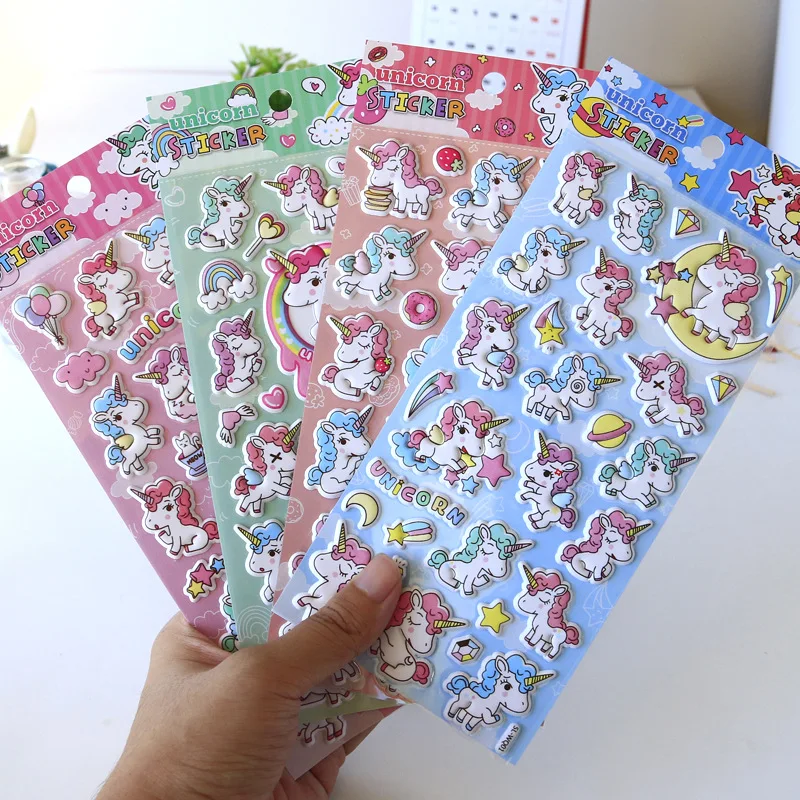 1pcs/lot Kawaii Stationery Stickers Unicorn foam Decorative Mobile Stickers Scrapbooking DIY Craft Stickers