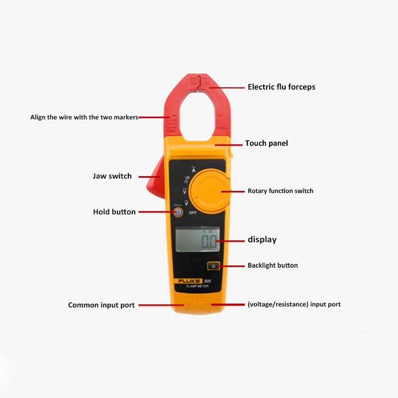 Цифровой клещи Fluke 305 Dmm Электрический амперметр переменного/постоянного тока, мультиметр F305