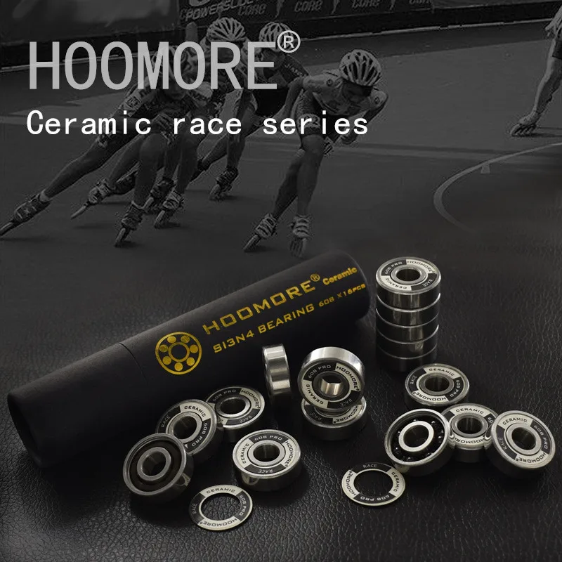 HOOMORE фирменный Si3N4 608RS черный керамический подшипник скорости для встроенных скоростных Коньков обувь Профессиональная гонка 7 бусины керамика 16 шт