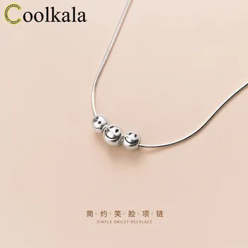 

Coolkala silver necklace women's simple smiling face choker gift delicate cute jewelry