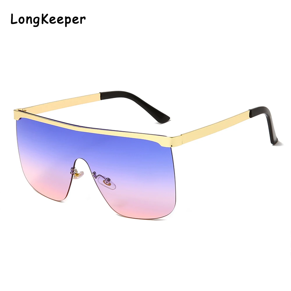 

One Piece Rimless Square Sunglasses Women 2021 Gradient Vintage Sun Glass Men Brand Designer Oversize Glasses Steampunk Eyewear