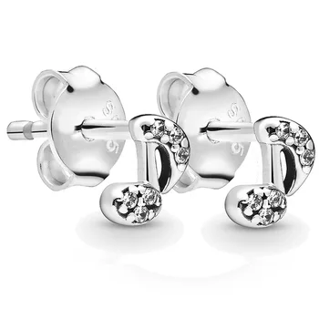 

Authentic 925 Sterling Silver Earring Me Collection My Musical Note Stud Earrings With Crystal For Women Gift Europe Jewelry