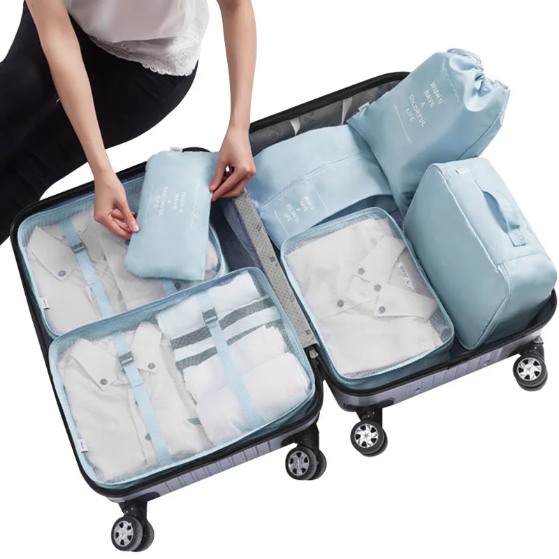 Travel Storage Bags Portable Packing Clothes Cosmetic Toiletry Organizers Mesh Bag Tidy Cube In Pouch Luggage Kit Accessories