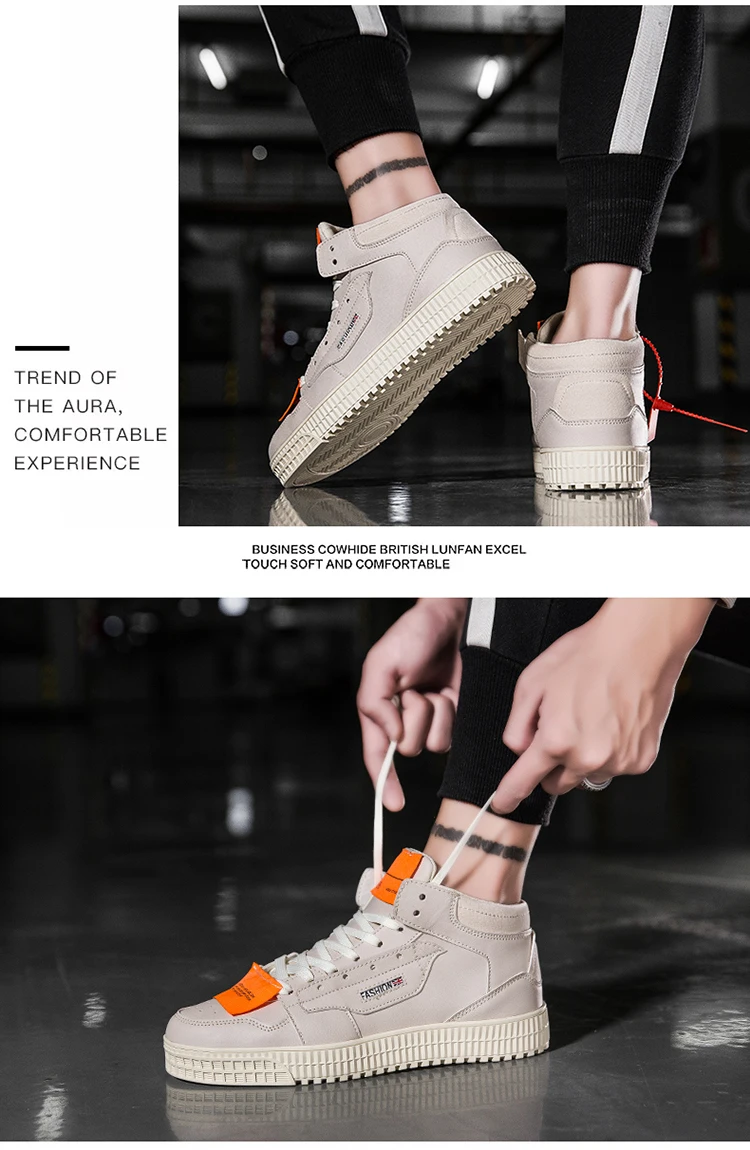 Sneakers Men High Quality Lace-up Vulcanized Shoes High Top Men's Casual Shoes Fashion New Men Non-slip Walking Shoes
