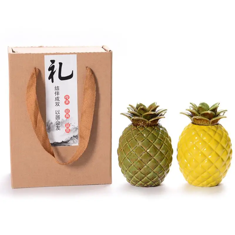 

Pineapple Shape Ceramics Tea Caddies Colorful Storage Bottles Individual Ceramic Sealed Storage Canned Tea Cans Gift Storage Box