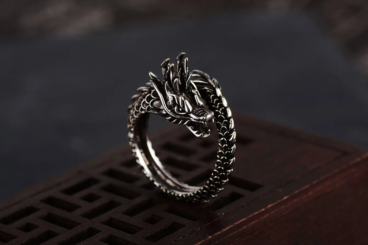 Регулируемое Винтажное кольцо в стиле панк с драконом, мужское массивное кольцо из медного сплава, байкерское кольцо в стиле рок-Рэп, кольцо в виде скелета, готическое ювелирное изделие