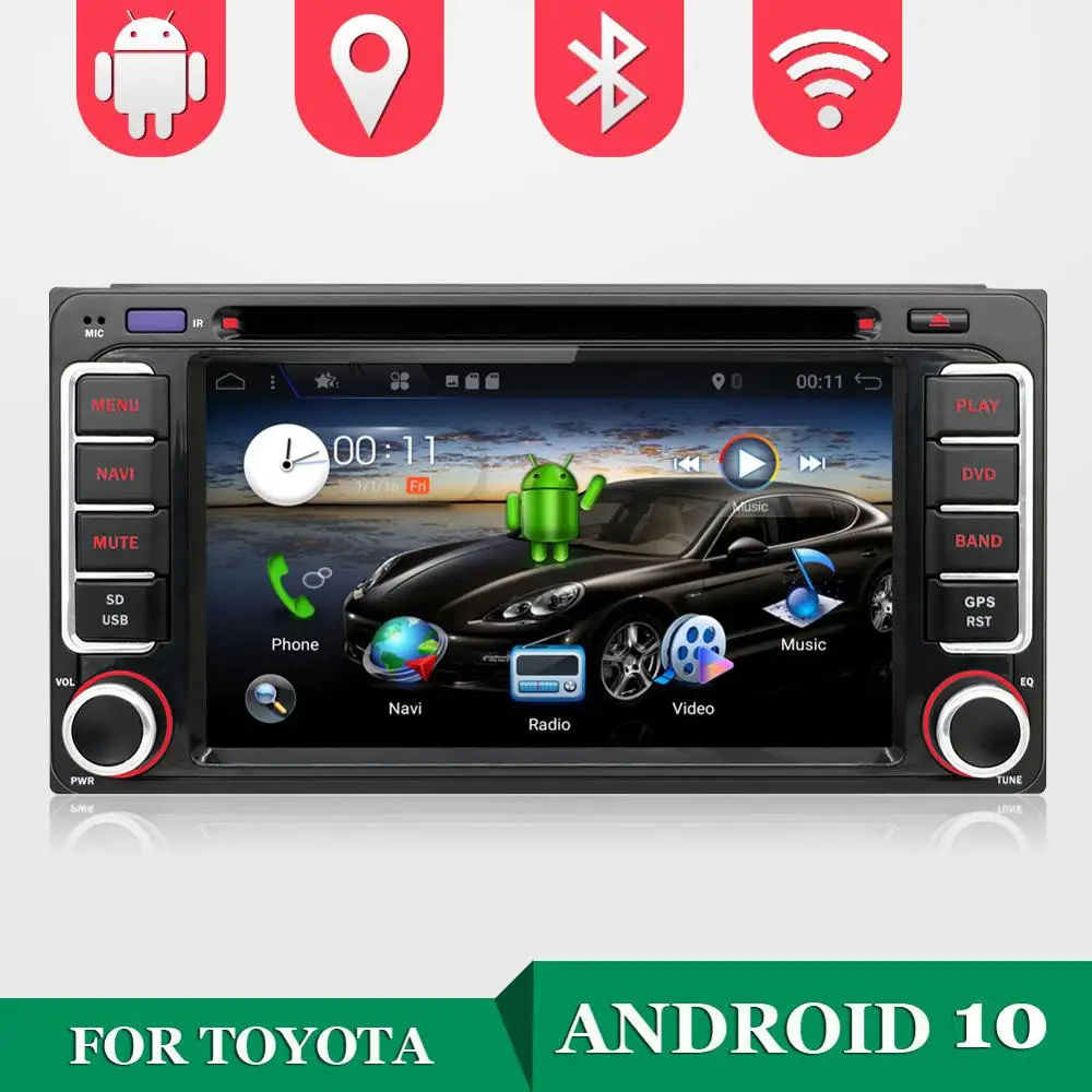 Автомобильный мультимедийный плеер 32 Гб ПЗУ 4 ядра Android 10 DVD для Toyota CELICA MR2 4RUNNER
