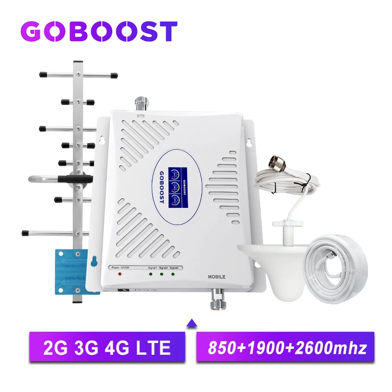 Усилитель сотовой связи GOBOOST Tr band 850 1900 2600 LTE 4g усилитель сигнала 3g 2g комплект