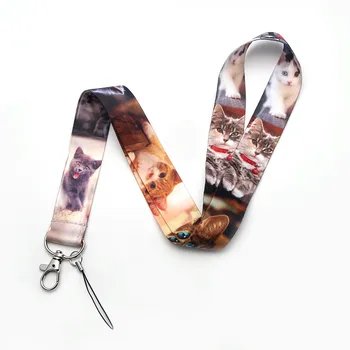 

V173 Wholesale 20pcs/lot Cute Cat Cartoon Straps Lanyard ID Badge Neck Straps Rope Chain Necklace Jewelry
